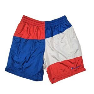 Mens Champion Crinkle Nylon Colorblock Shorts Red White Blue XL 32x8 Mesh Lining